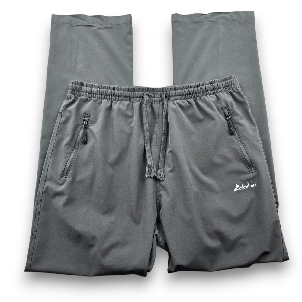 Clothin Mens L Hiking Pants Gray Elastic Waist Drawstring Zipper Pockets Outdoor